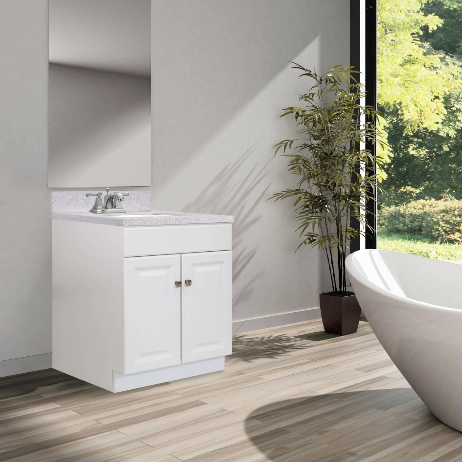 Vanity Combo Wyndham RTA Base White Quartz Flint 31 Inch ǀ Bath ǀ Today