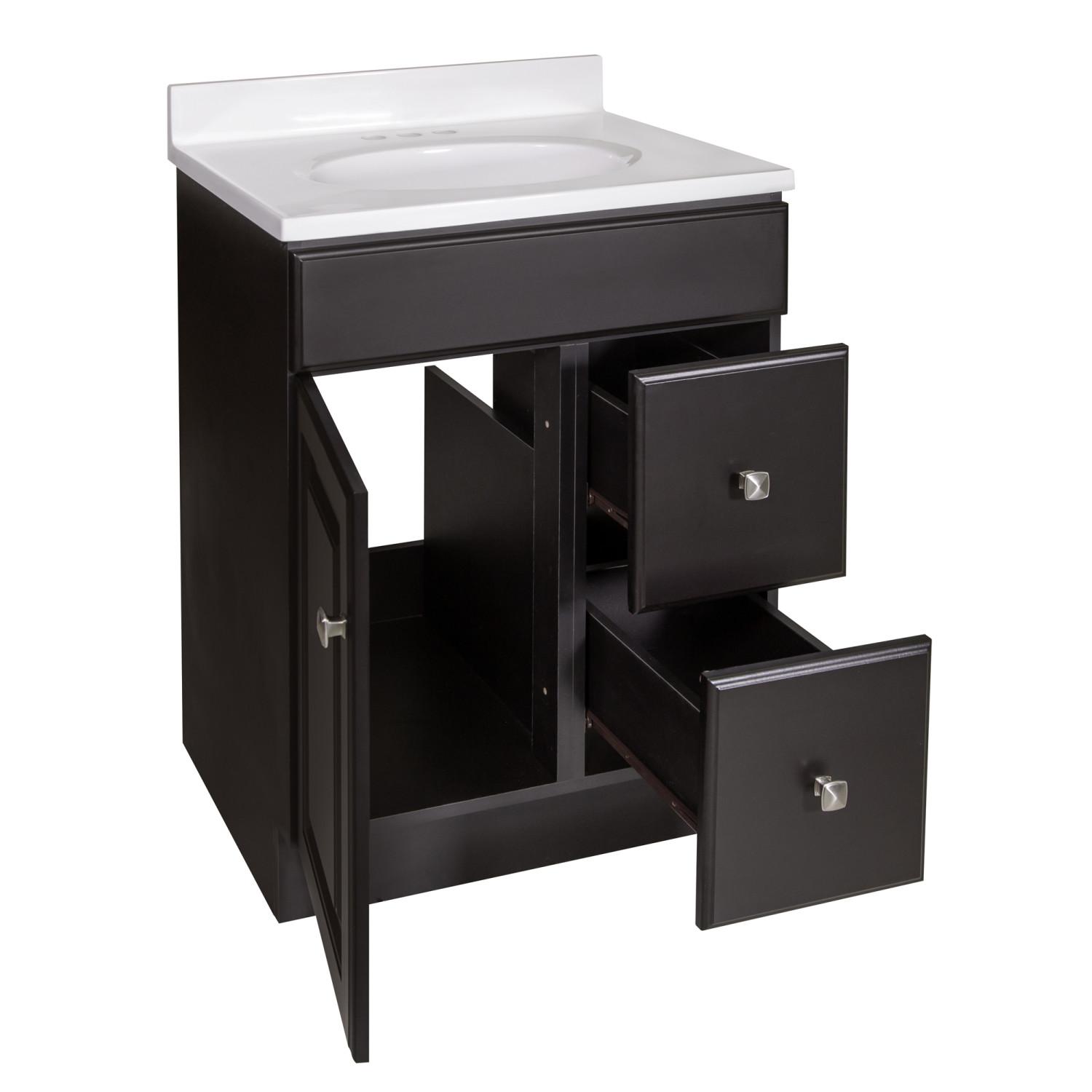 Wyndham 25 Inch Espresso Vanity with Marble White Top ǀ Bath ǀ Today's