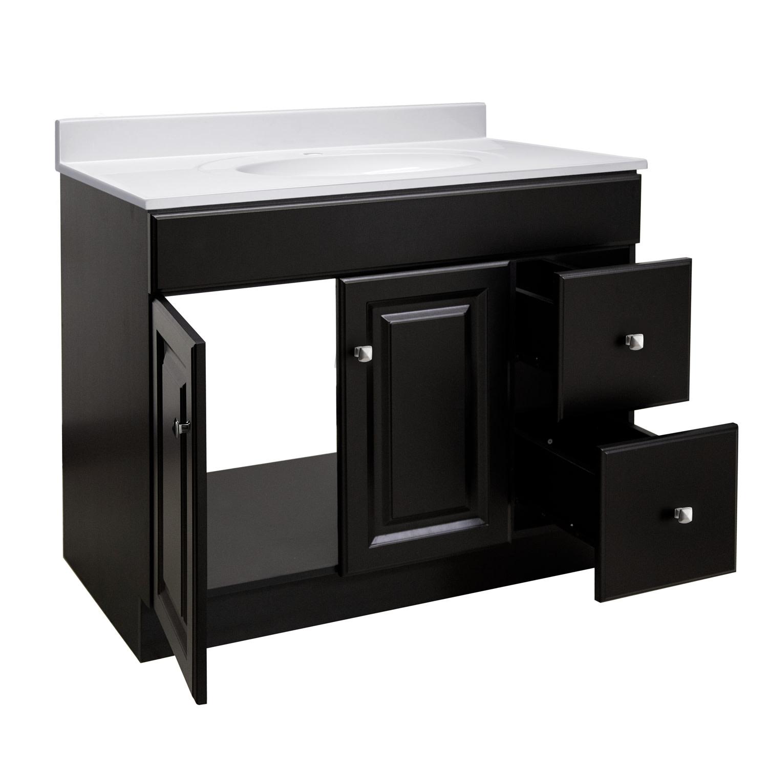 Wyndham 37 Inch Solid Marble White Top Vanity Espresso ǀ Bath ǀ Today's Design House